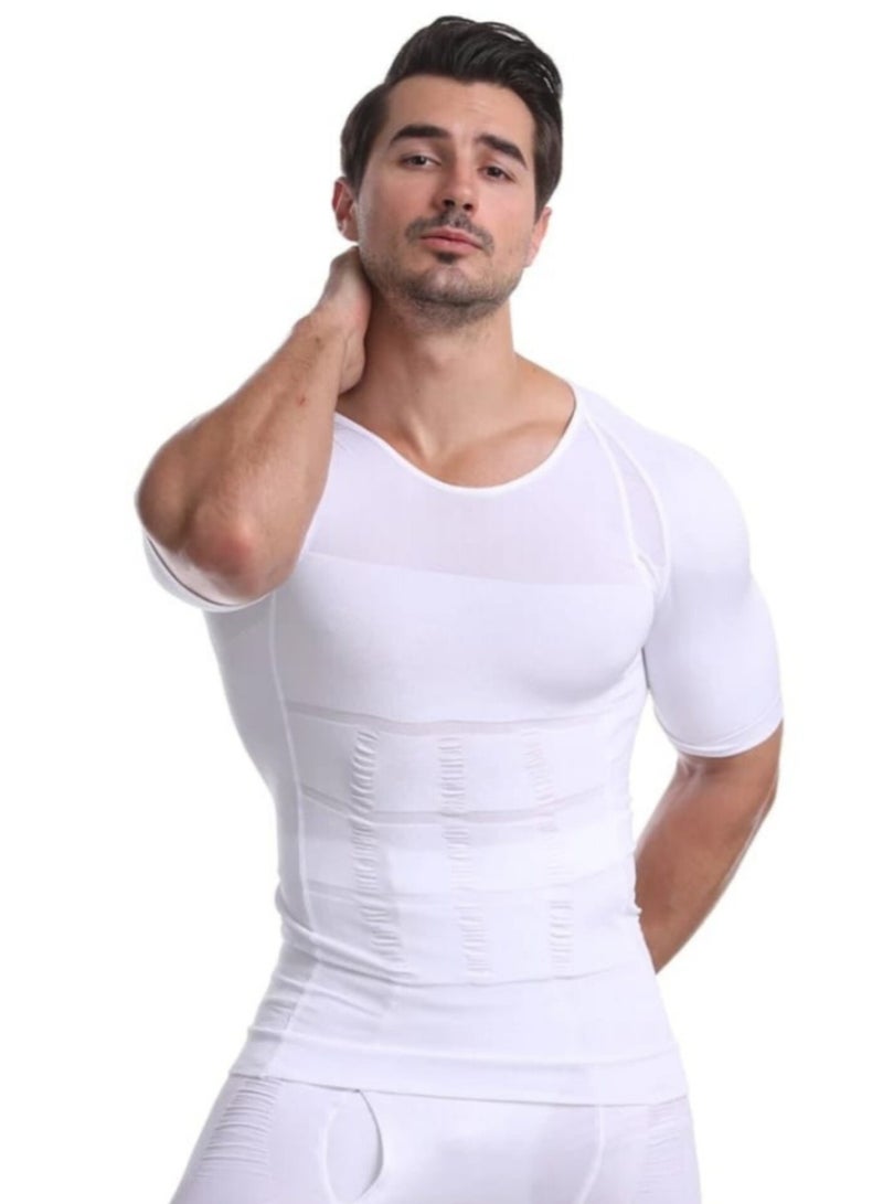 Men's slimming corset to conceal gynecomastia, posture support corset to tighten and shape the abdomen and chest, white, 2 pieces - Image 1